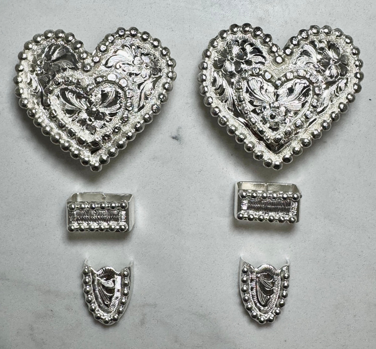 German Silver Heart Buckles, 5/8”
