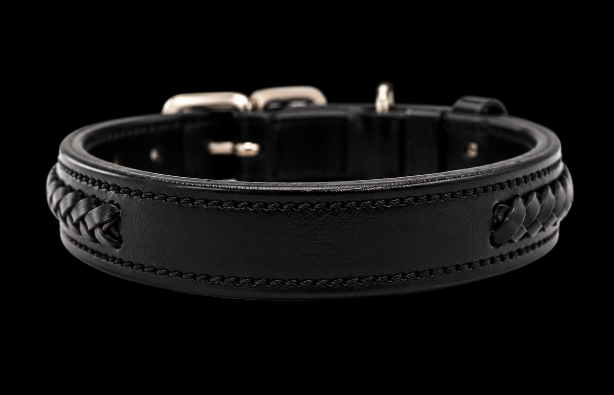 KL Select Black Braided Dog Collar, Multiple Sizes
