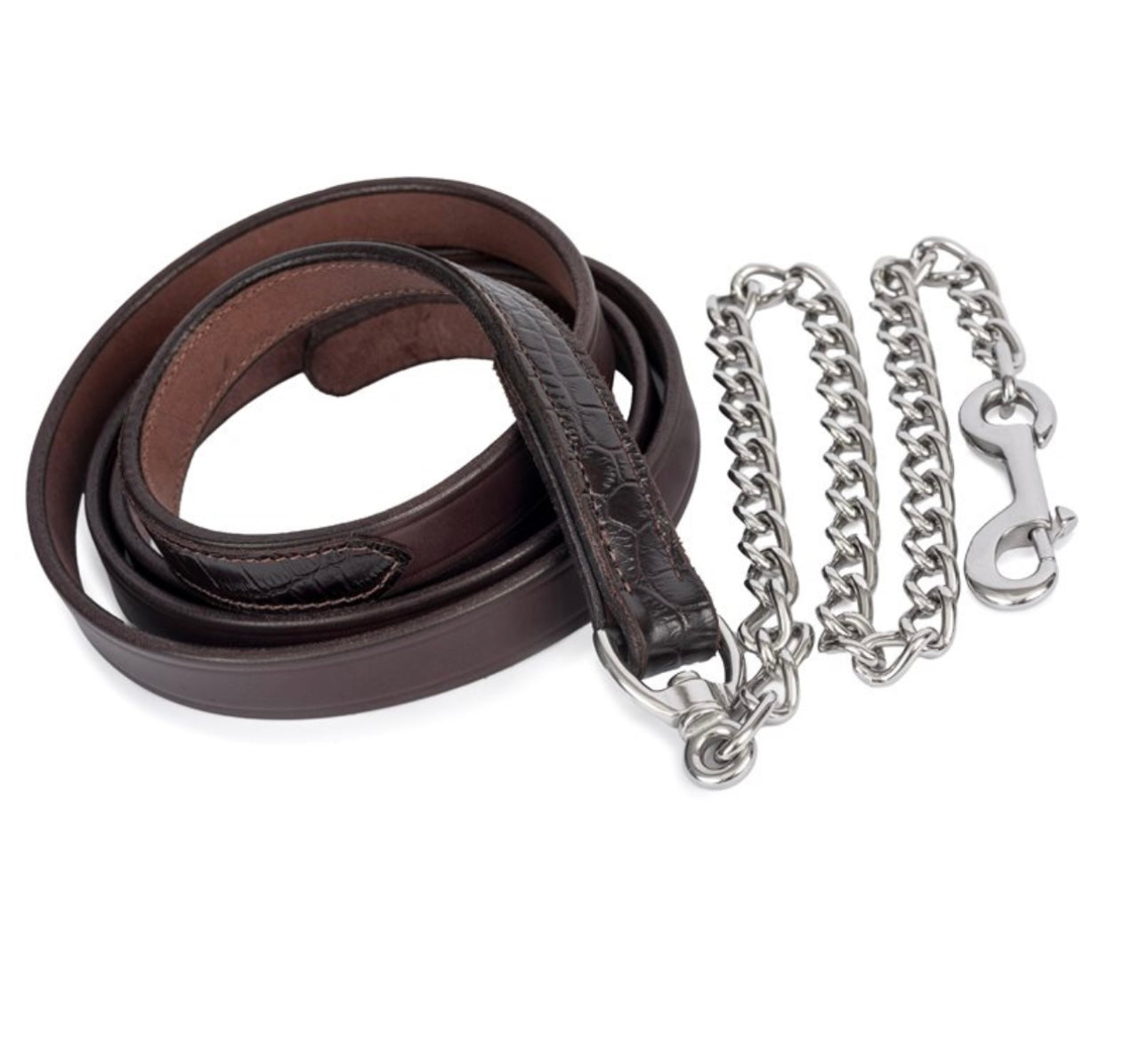 Perri's® Leather Crocodile Embossed Lead w/Stainless Steel Chain