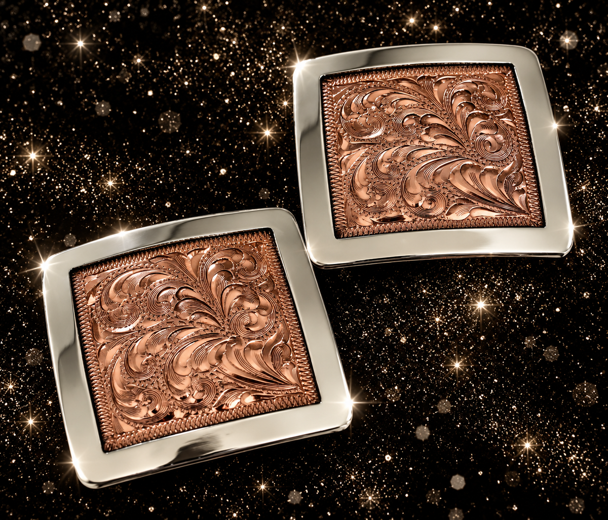 German Silver and Copper Diamond Shape Buckles, 3/4”