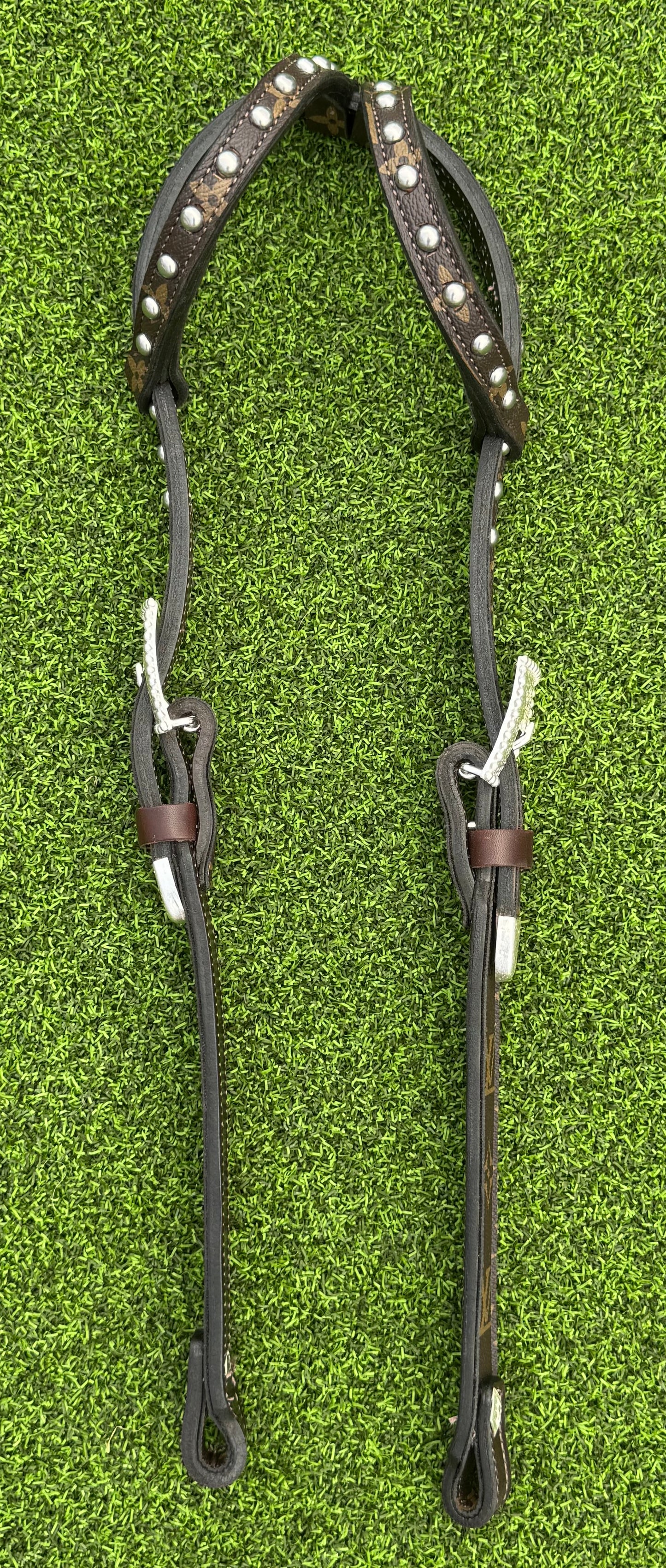 Fairytail Leather Co Brown Designer Headstall, German Silver