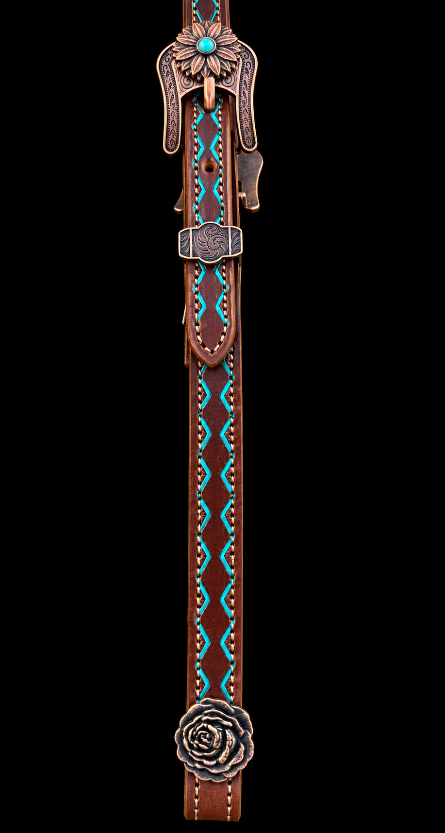 Fairytail Leather Co Brown & Turquoise Headstall