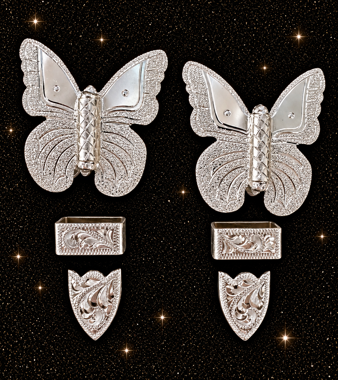 German Silver Butterfly Buckles, 1”