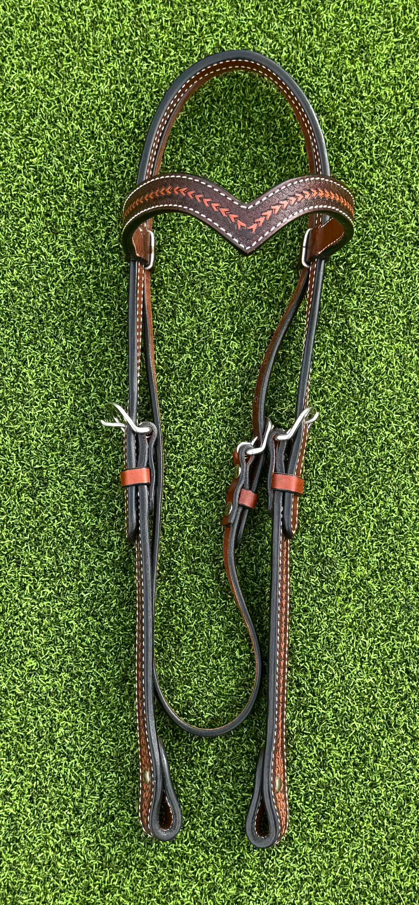 Two-Tone Tooled Browband Headstall