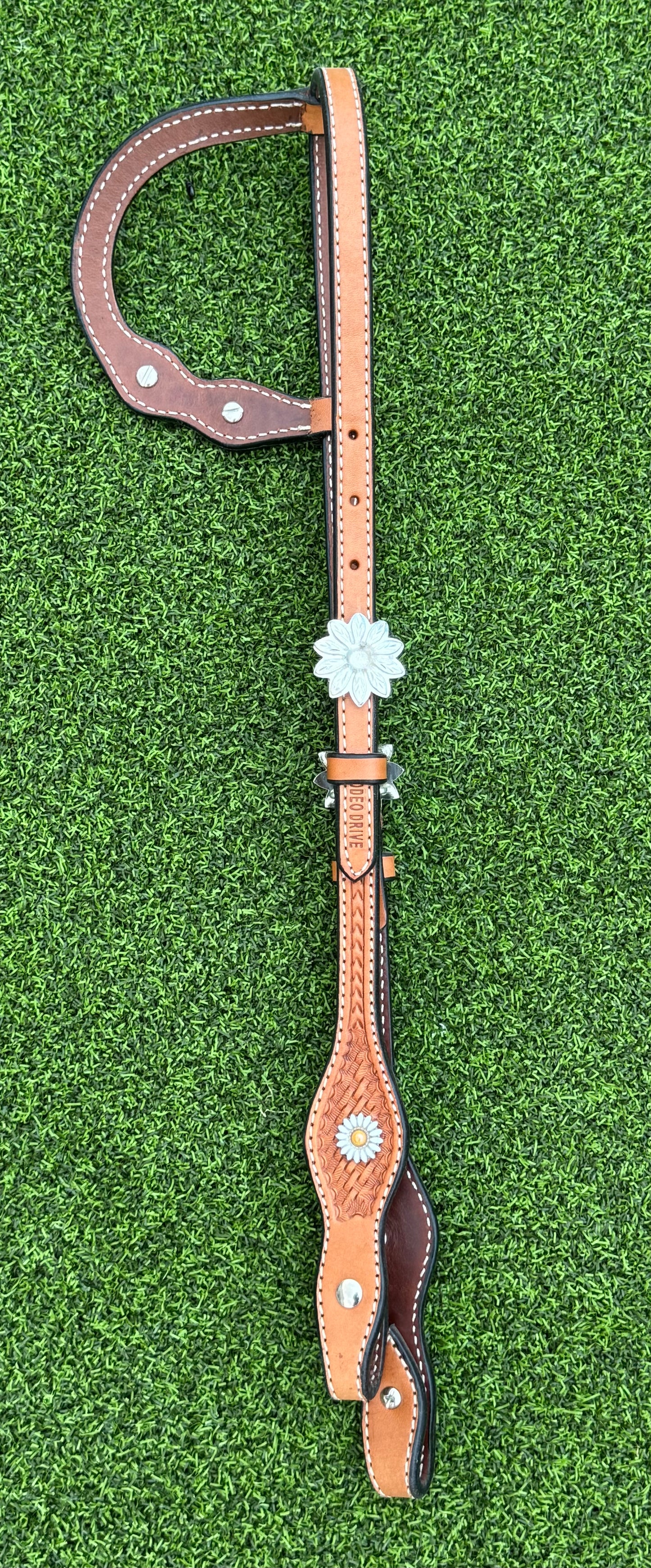 Light Oil Basketweave Daisy Headstall