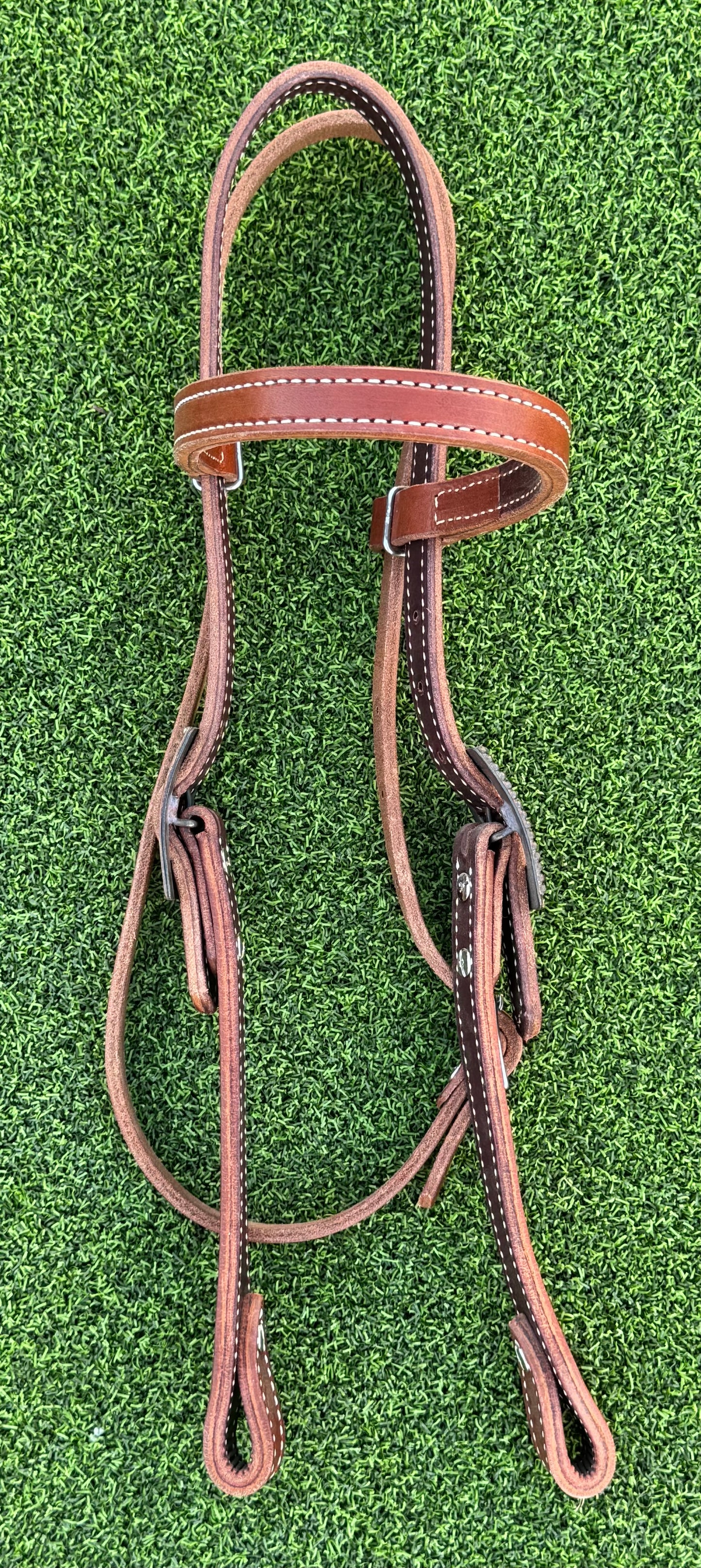 Harness Leather Browband Headstall with Custom Buckles