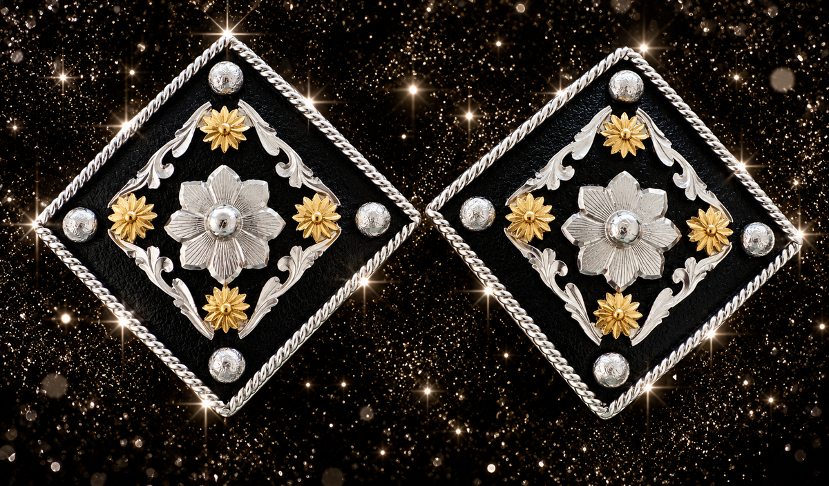 German Silver, Black and Gold Buckles, 3/4”
