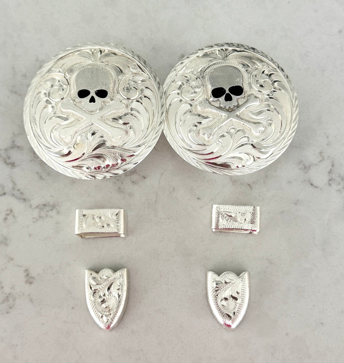 German Silver Skull Buckles, 5/8”