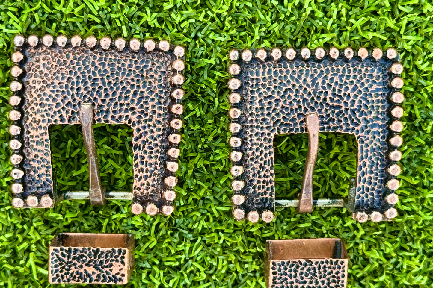 Antique Hammered Copper & Silver Buckles, 5/8”