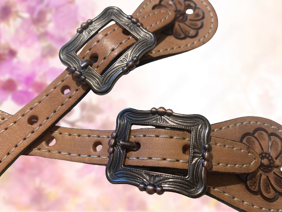 Floral Tooled Western Spur Straps