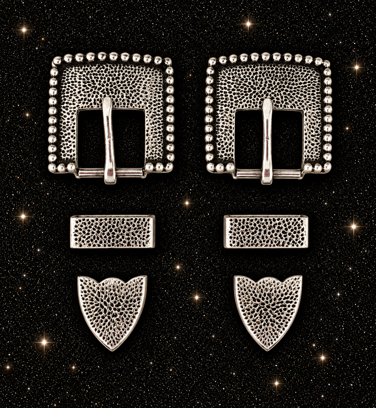 Antique Silver Hammered Buckles, 1”