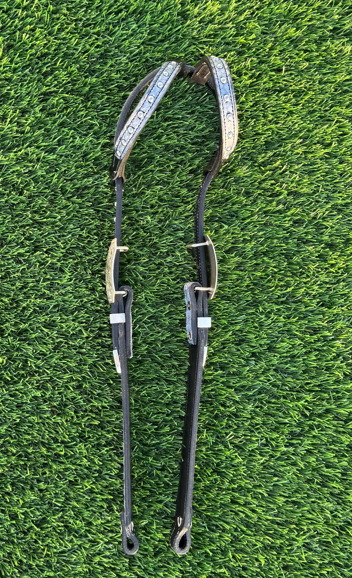 Fairytail Leather Co Black & Grey Python Headstall