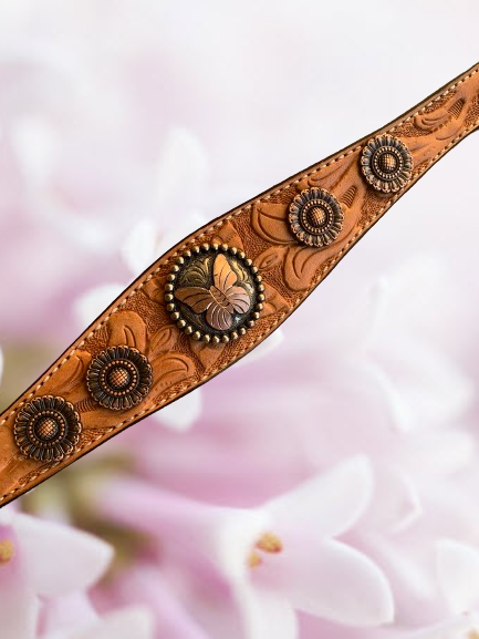 Floral Tooled Breastcollar with Butterfly Conchos
