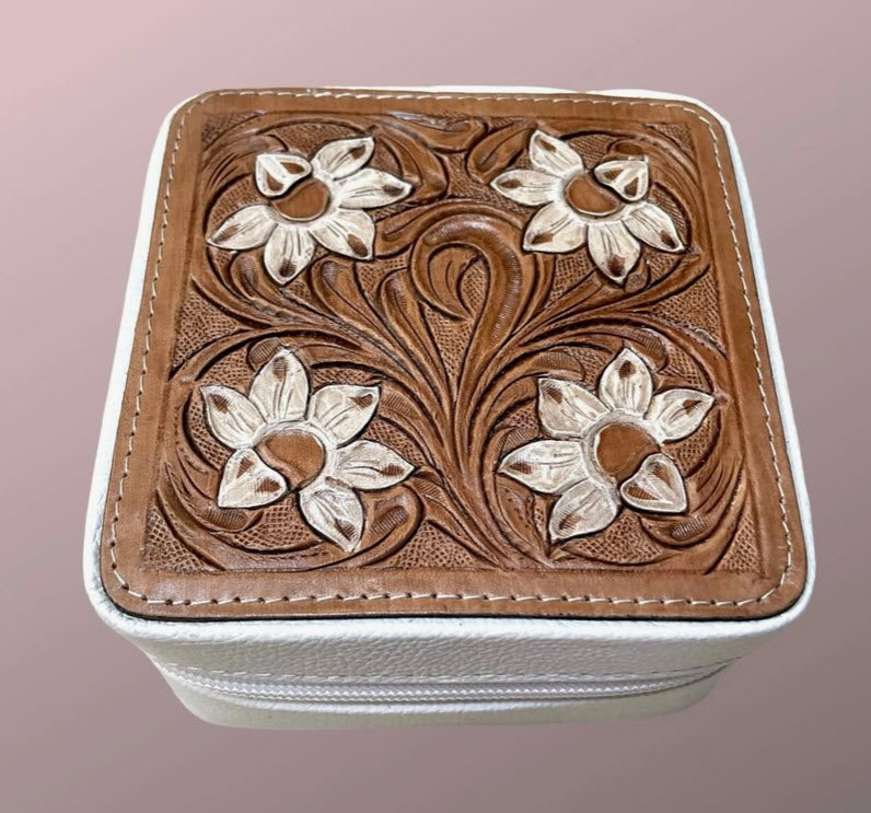 Flower Tooled Jewelry Box