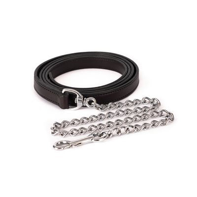 Perri's® Havana Leather Showmanship Lead w/Stainless Steel Chain