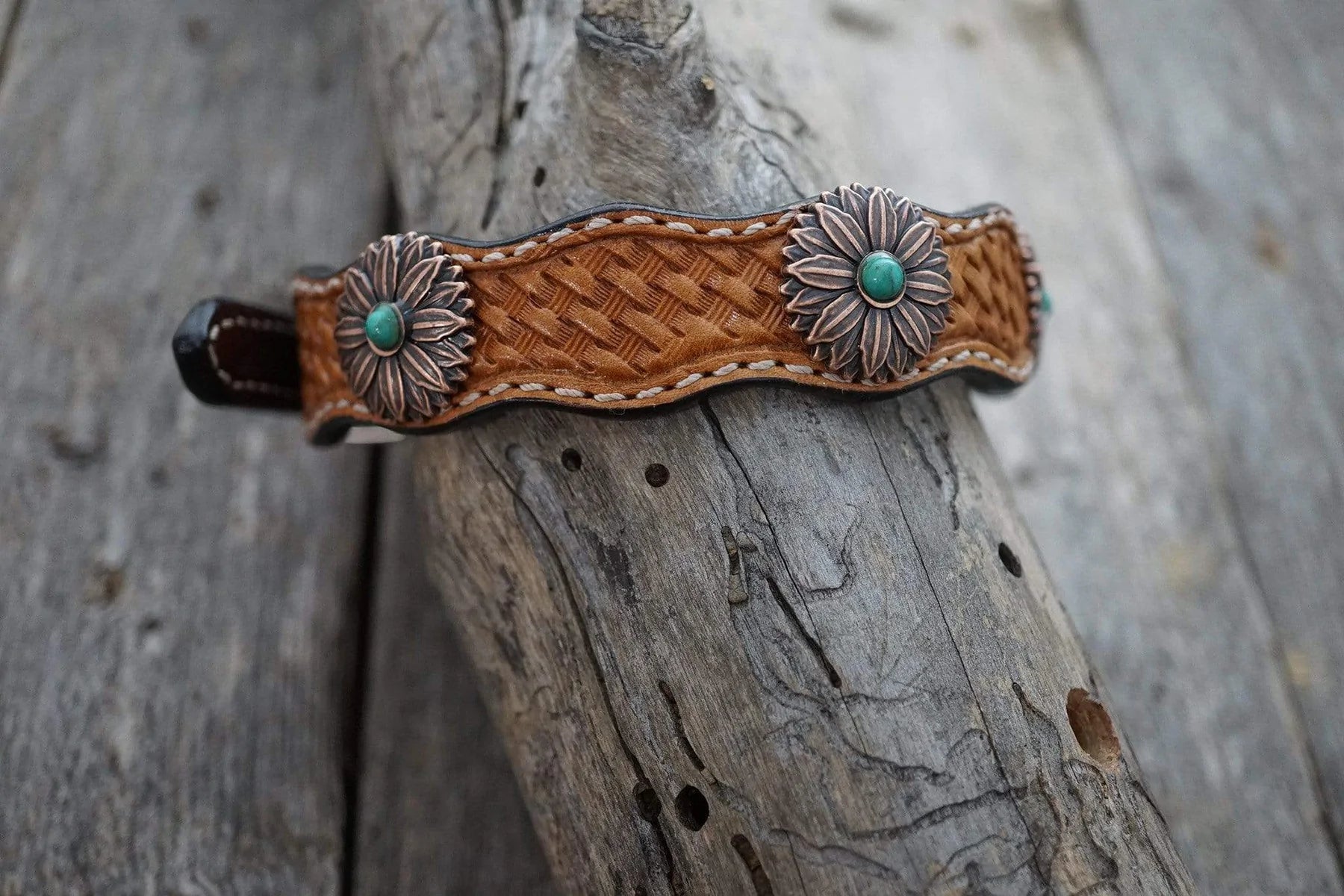 Rodeo Drive Conchos Light Oil Leather Dog Collar 14 rodeo-drive-conchos-light-oil-leather-dog-collar-14
