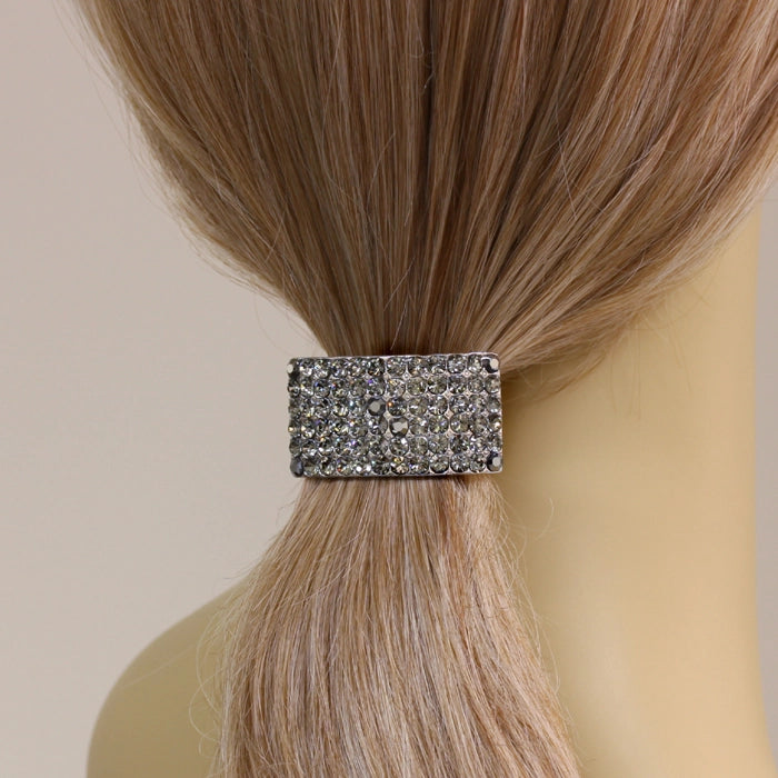 Rectangle Austrian Crystal Ponytail Holder - Clear