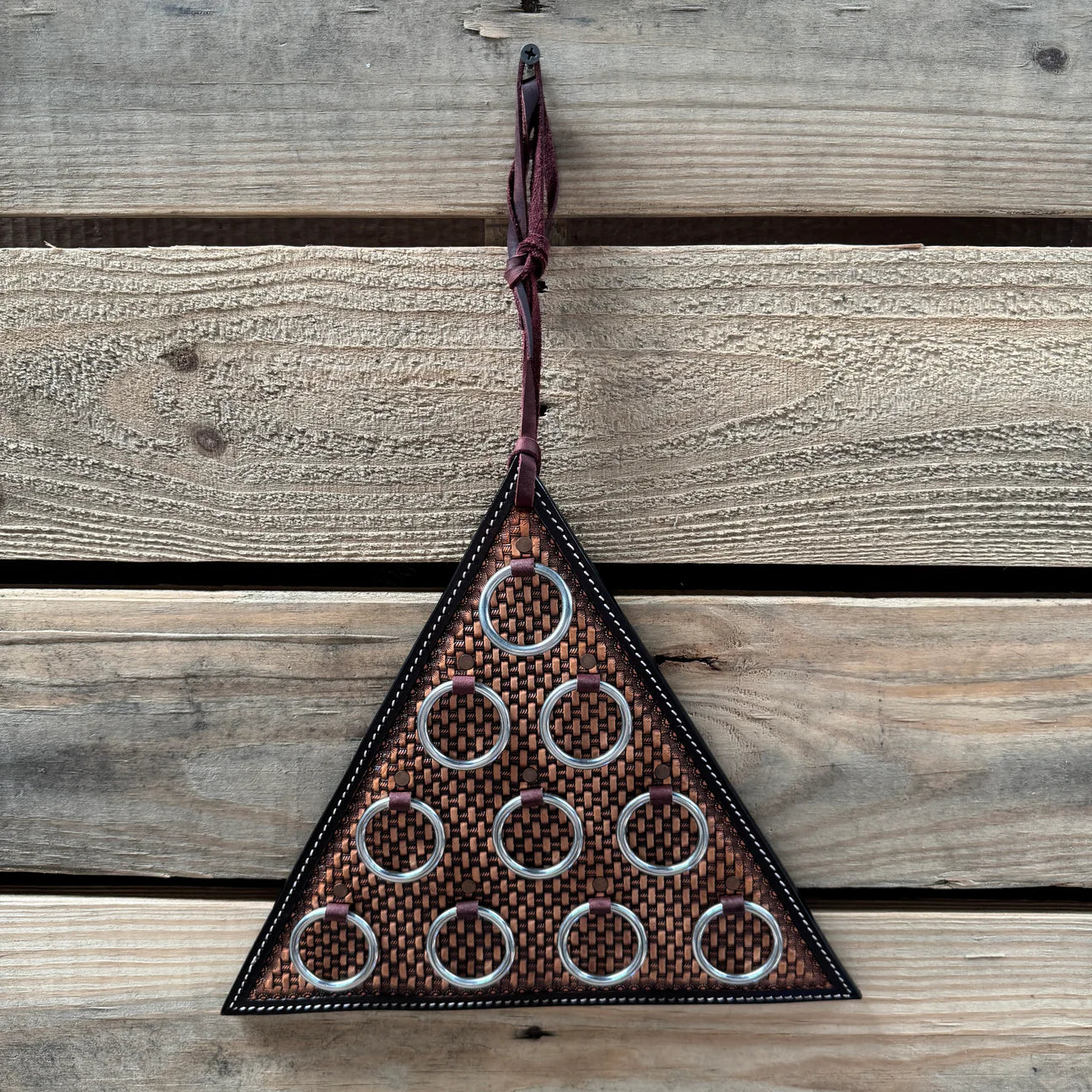 Basketweave Triangle Leather Wild Rag Holder