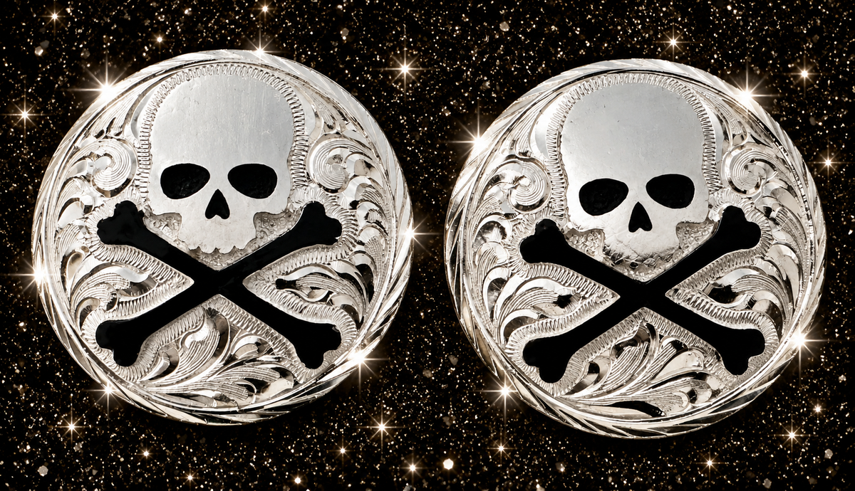 German Silver Skull Buckles, 3/4"
