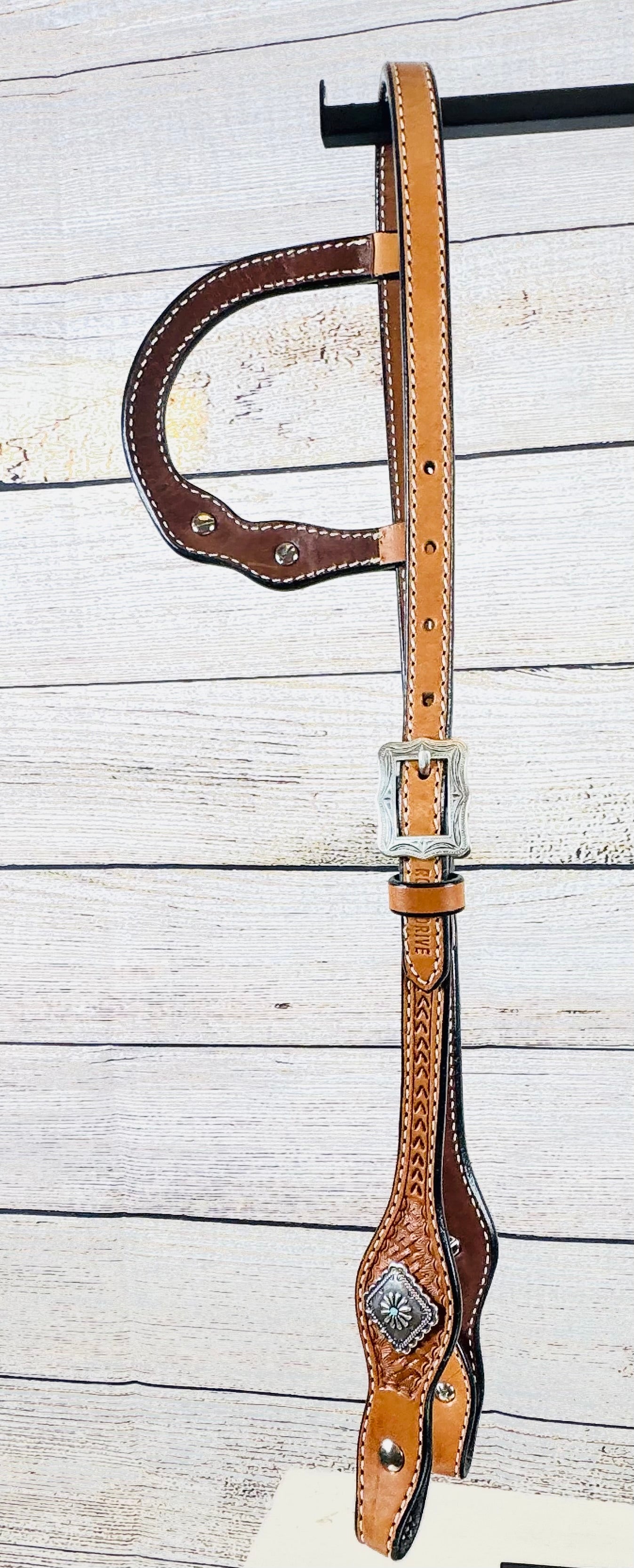 Light Basketweave Tooled Headstall