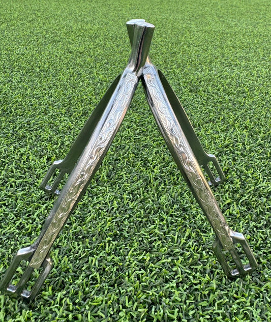 Ladies 1" Engraved Sterling Silver Prince of Wales English Spurs