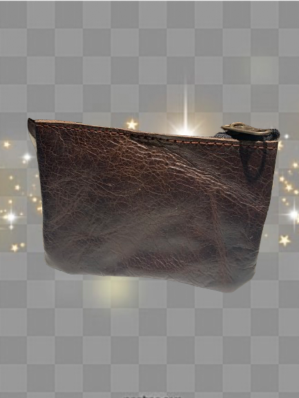 Cowhide Zippered Coin Pouch