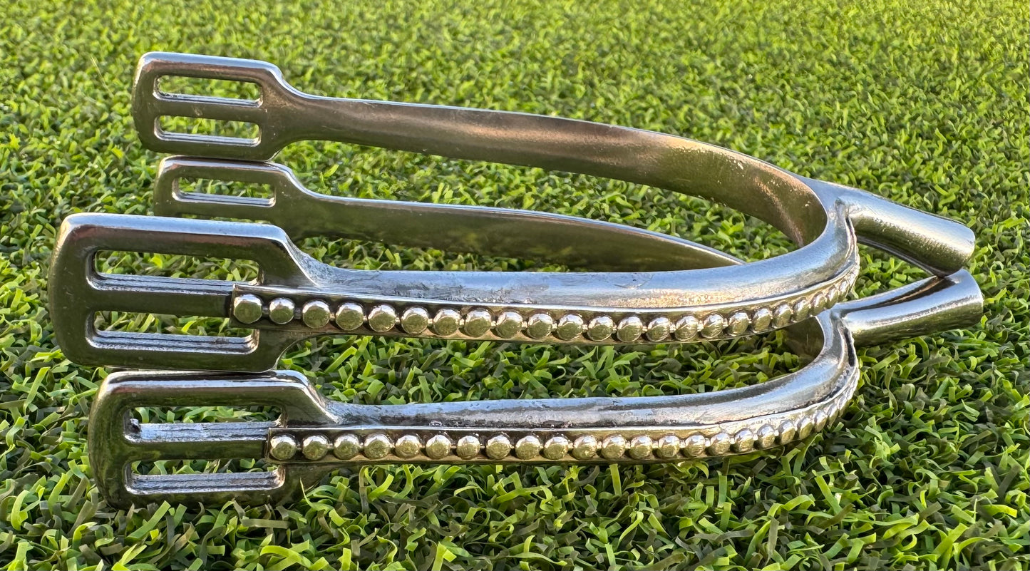 Ladies 1" Prince of Wales Canted English Spurs with Sterling Silver Dots