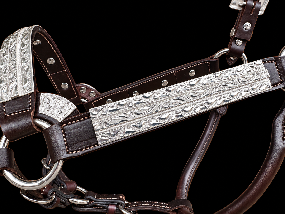 Fairytail Leather Co Brown Halter with Full Silver