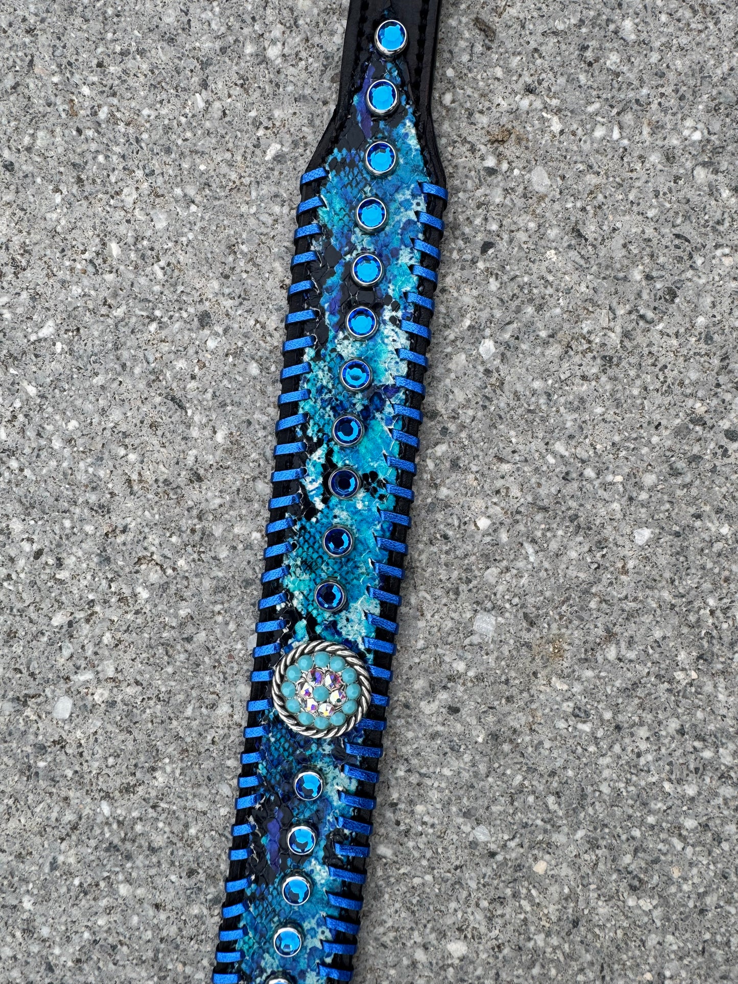Fairytail Leather Blue Dog Collar, 16”-19”