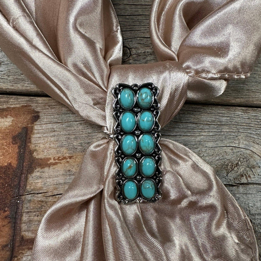 Antique Silver Turquoise Wild Rag Slide