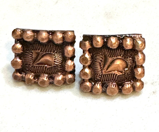 Antique Copper Conchos with Dots, 1/2” Square