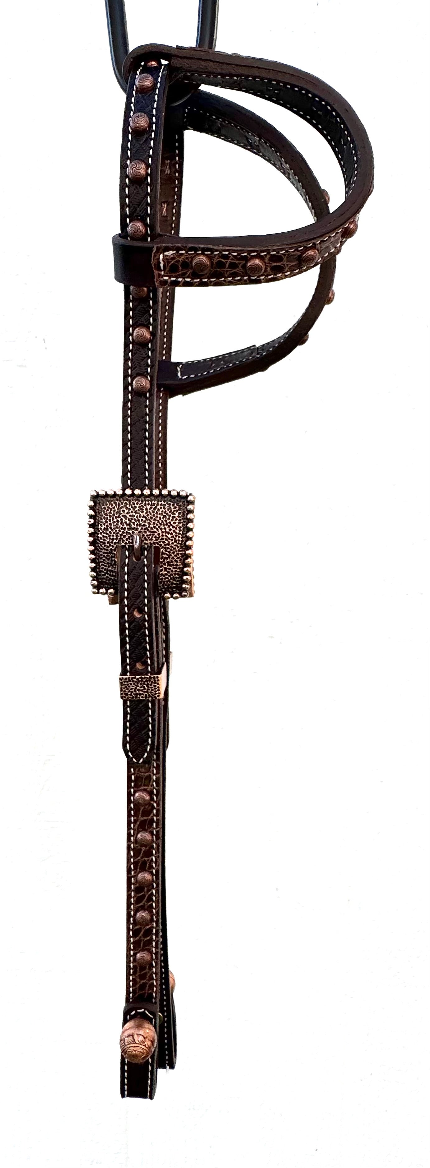 Fairytail Leather Co Chocolate Copper Alligator Headstall