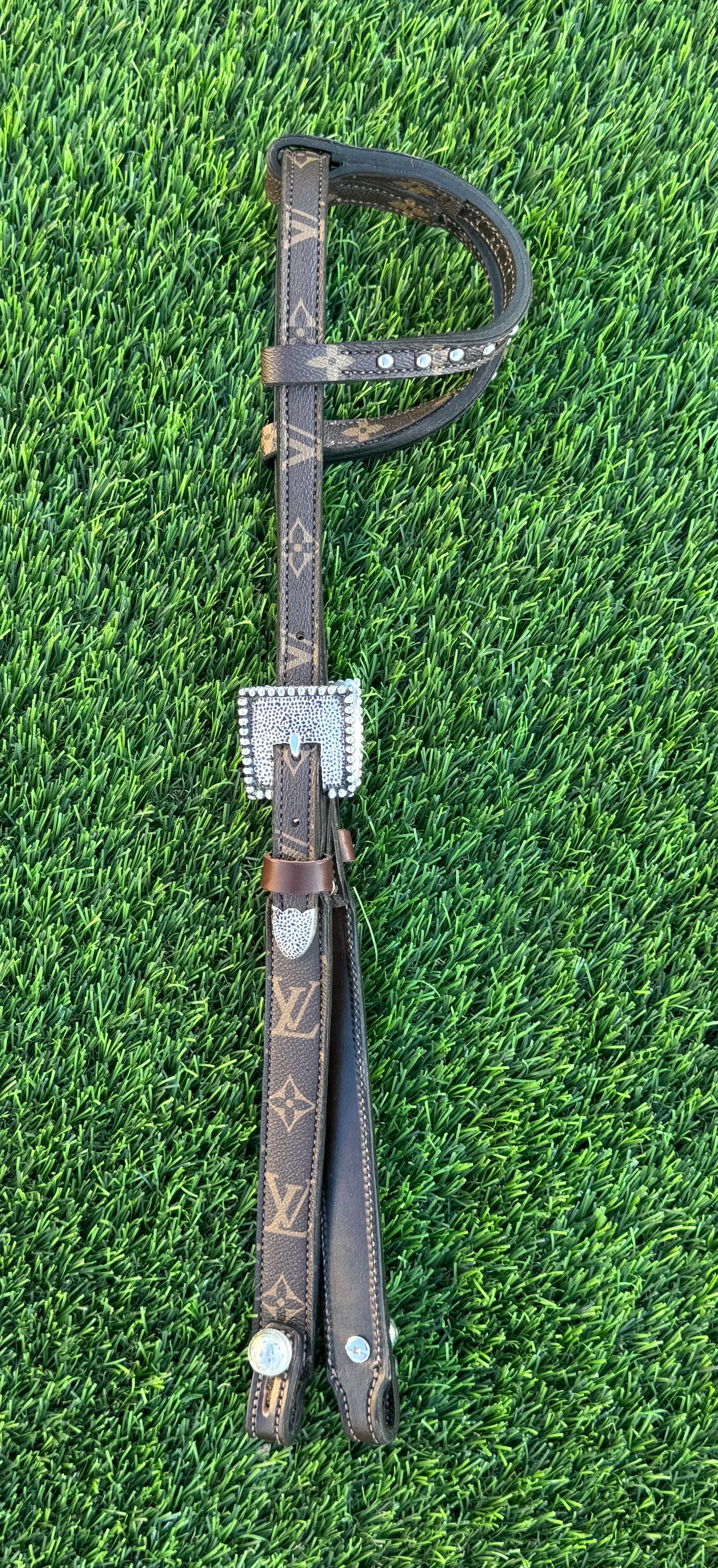 Fairytail Leather Co Brown Designer Headstall, German Silver