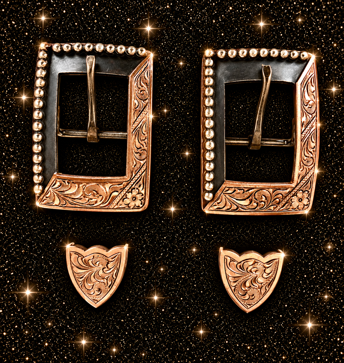 Iron, Copper and Silver Buckles, 1”