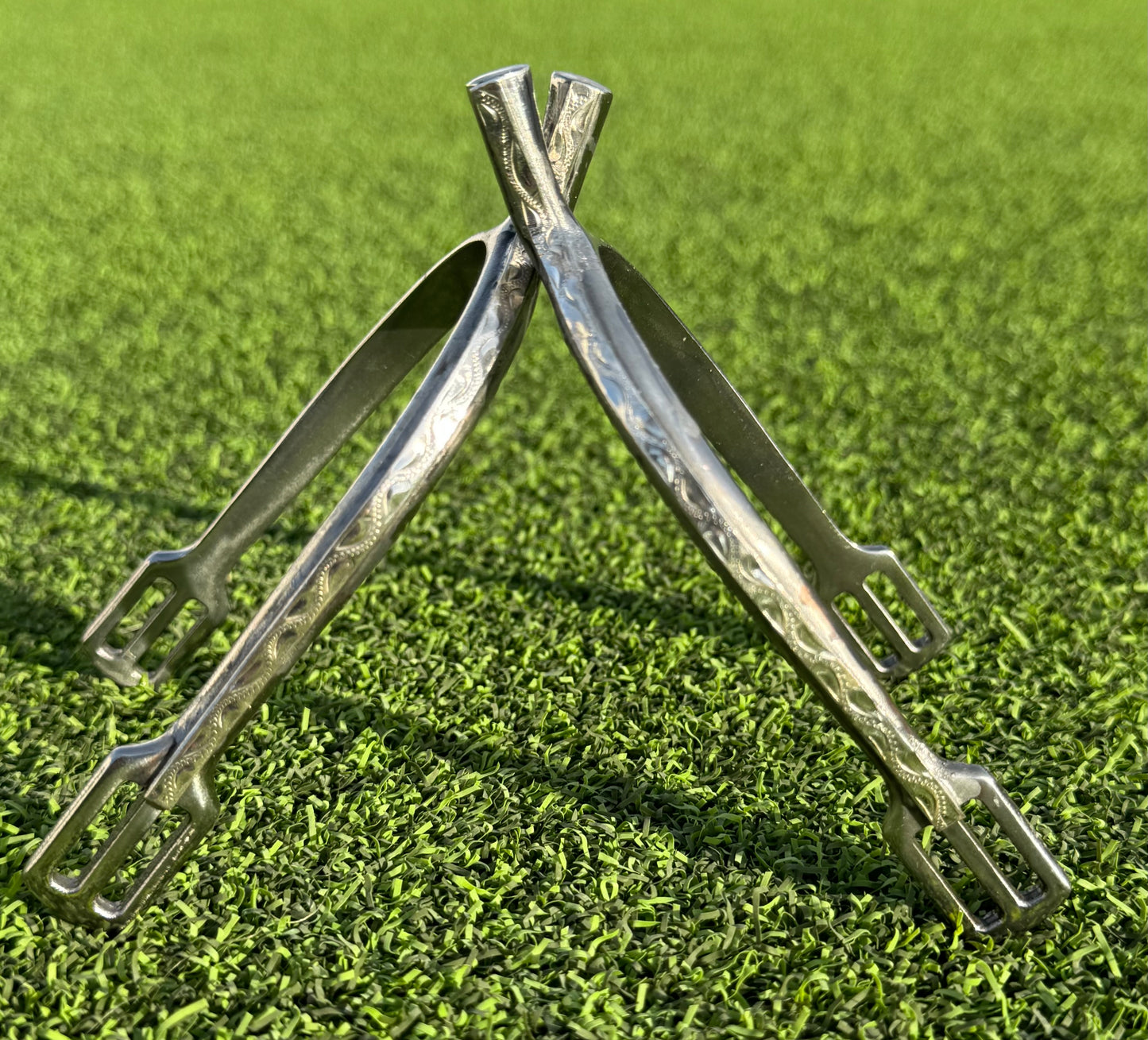 Ladies 1" Engraved Sterling Silver Prince of Wales English Spurs