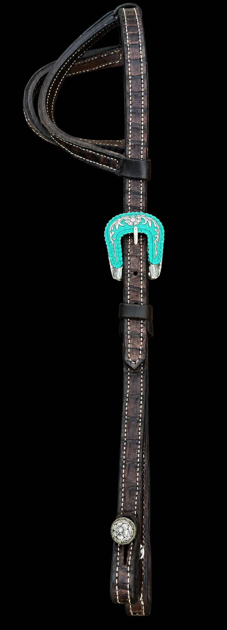 Fairytail Leather Chocolate Caiman Headstall