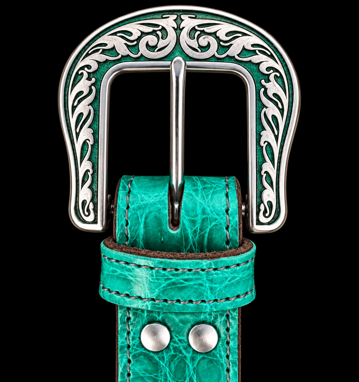 Fairytail Leather Jade Crocodile Western Belt