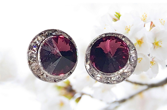 Austrian Crystal Burgundy Stud Earrings