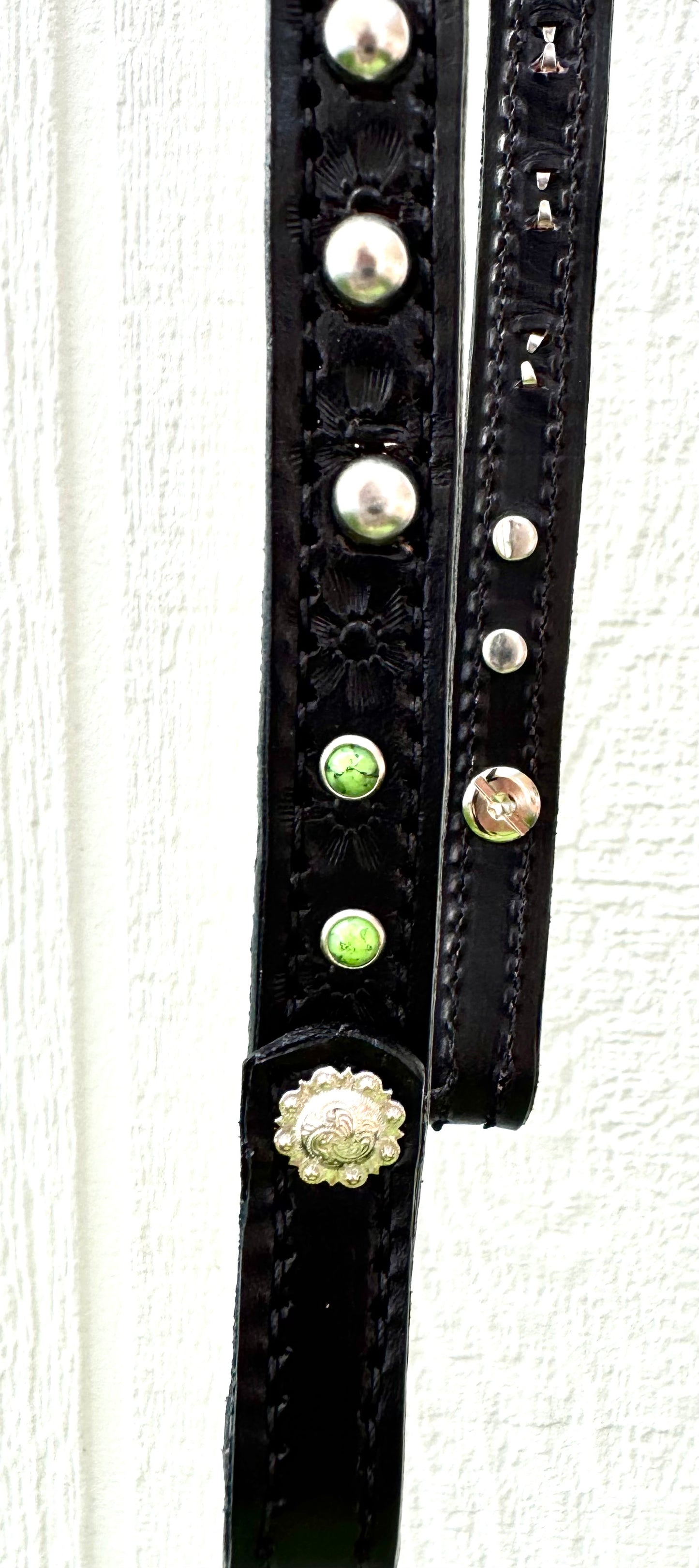 Fairytail Leather Co Black with Apple Green Headstall