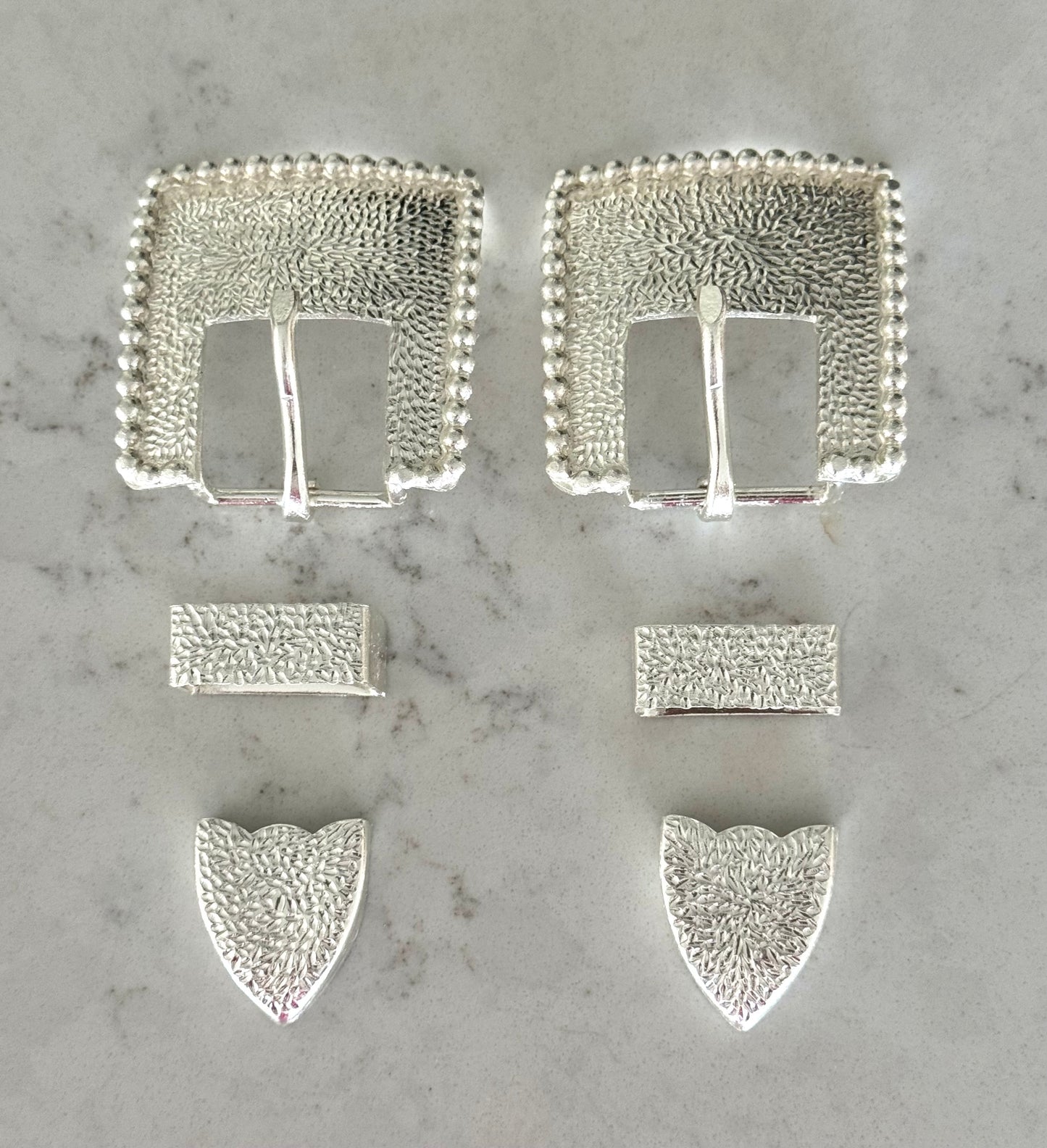 German Silver Hammered Buckles, 1”