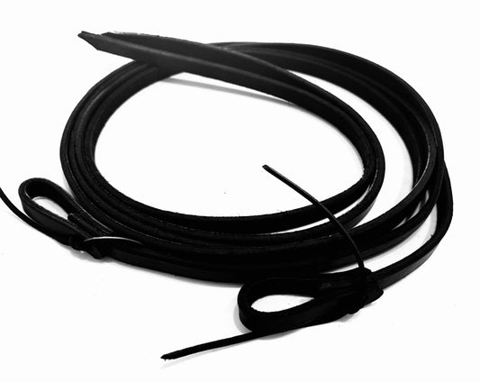 Black Heavy Herman Oak Harness Leather Split Reins, 5/8” Loop Ends