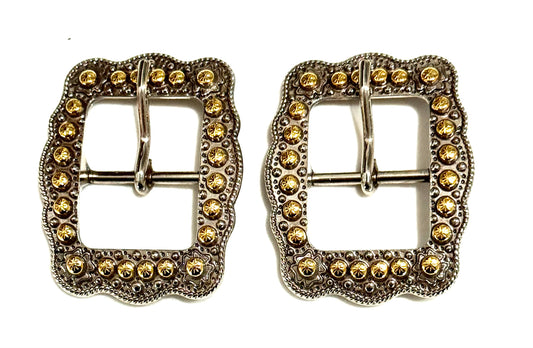 Antique Silver with Gold Dots Buckles, 1”