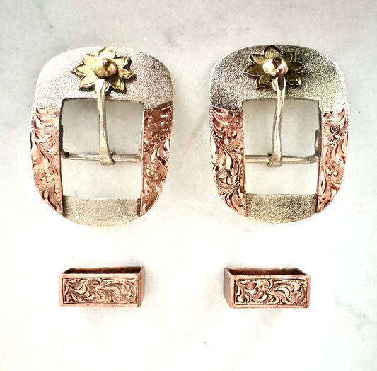 Gold, Copper and Silver Buckles, 1”