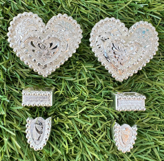 German Silver Heart Buckles, 5/8”
