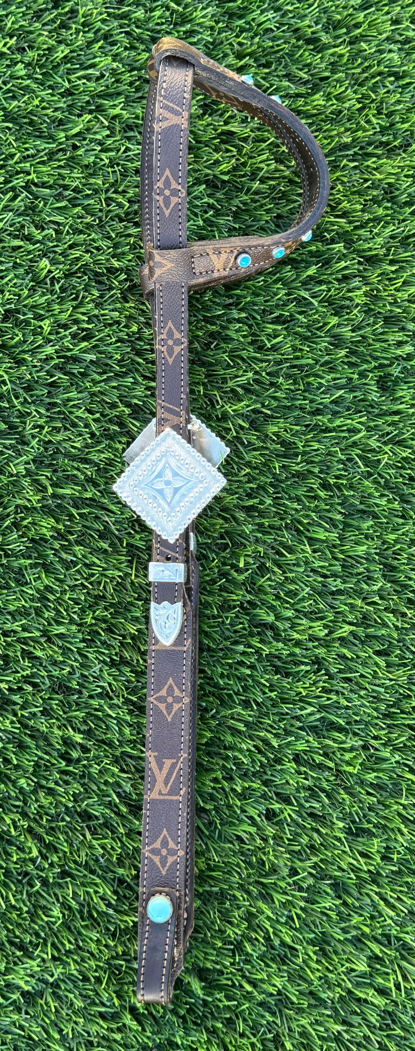 Fairytail Leather Co Brown Designer Headstall, German Silver