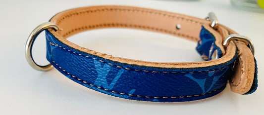 Fairytail Leather Co Blue Designer Dog Collar