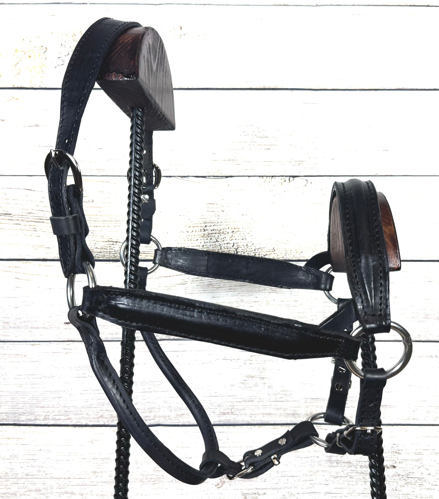 Black Horse Size Padded English Show Halter