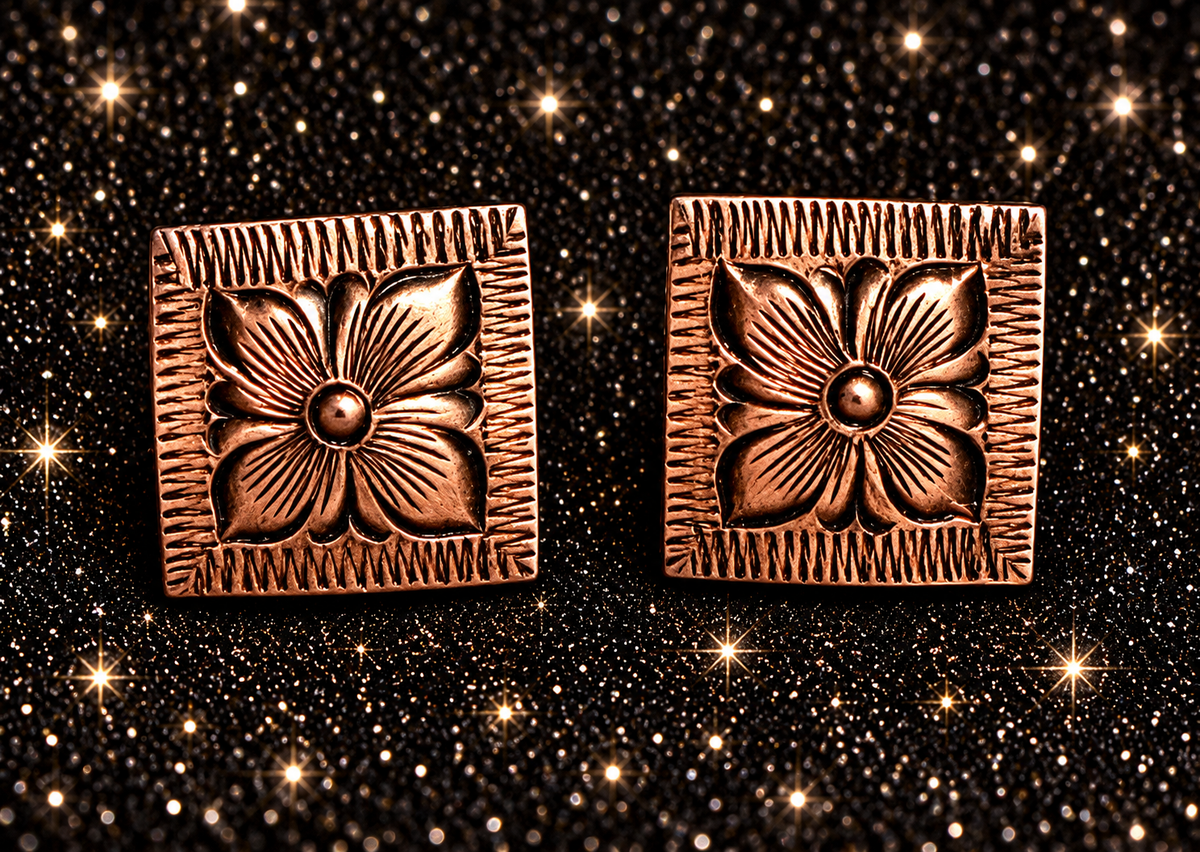Antique Copper Conchos, 1/2” Square