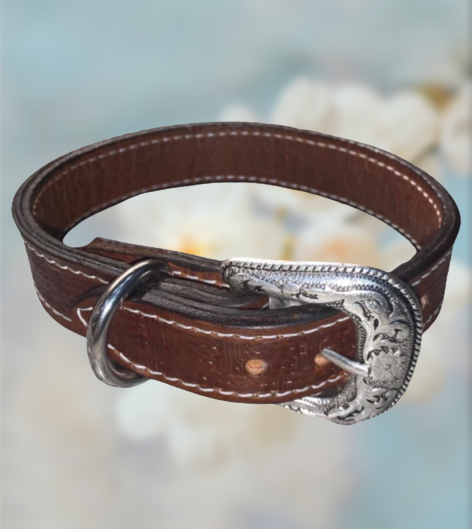 Fairytail Leather Co Brown Basketweave Dog Collar
