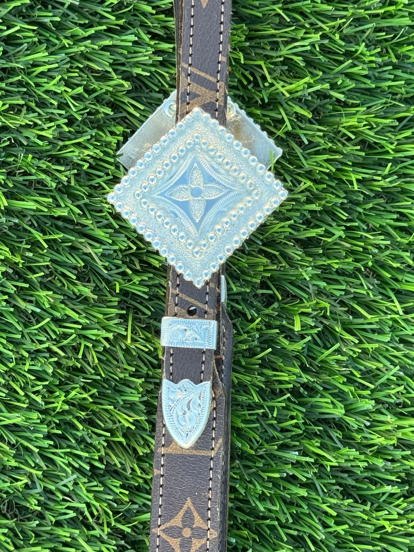 Fairytail Leather Co Brown Designer Headstall, German Silver